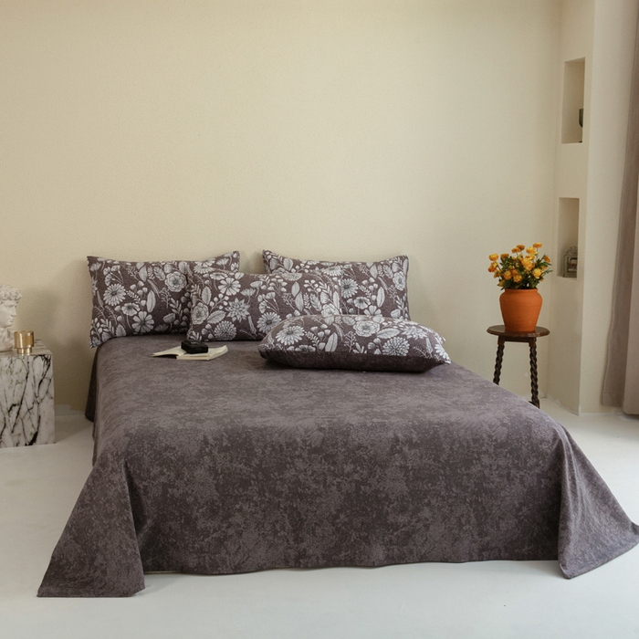 91家纺网 家纺一手货源 找家纺 大境 2025秋冬新款加厚复古风多层纱轻磨毛四件套 意境