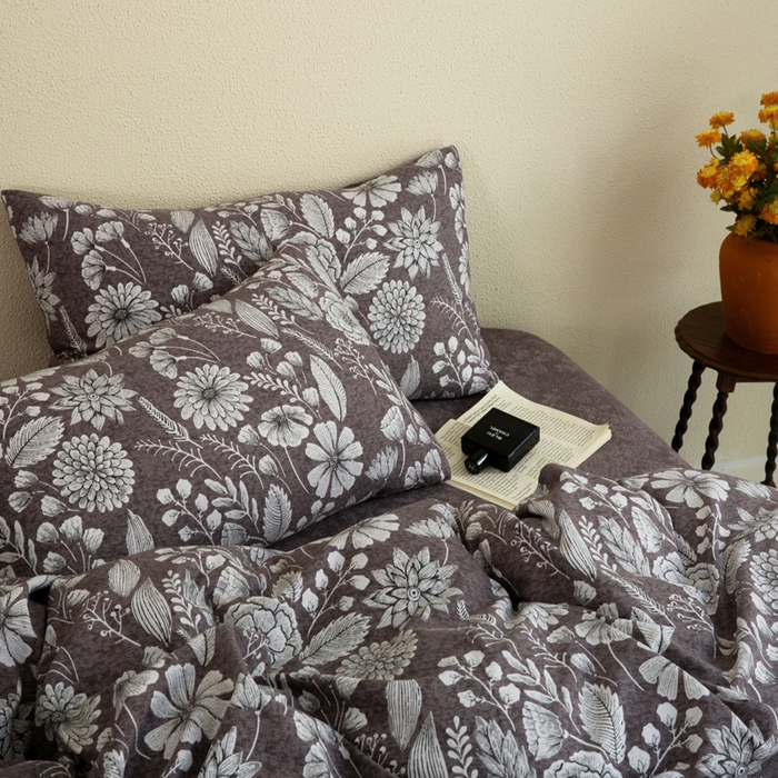 91家纺网 家纺一手货源 找家纺 大境 2025秋冬新款加厚复古风多层纱轻磨毛四件套 意境