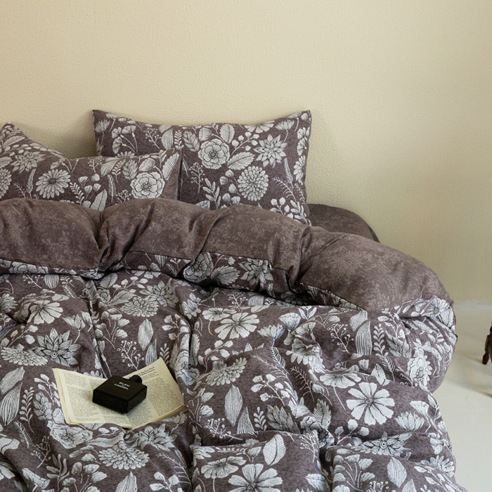 91家纺网 家纺一手货源 找家纺 大境 2025秋冬新款加厚复古风多层纱轻磨毛四件套 意境