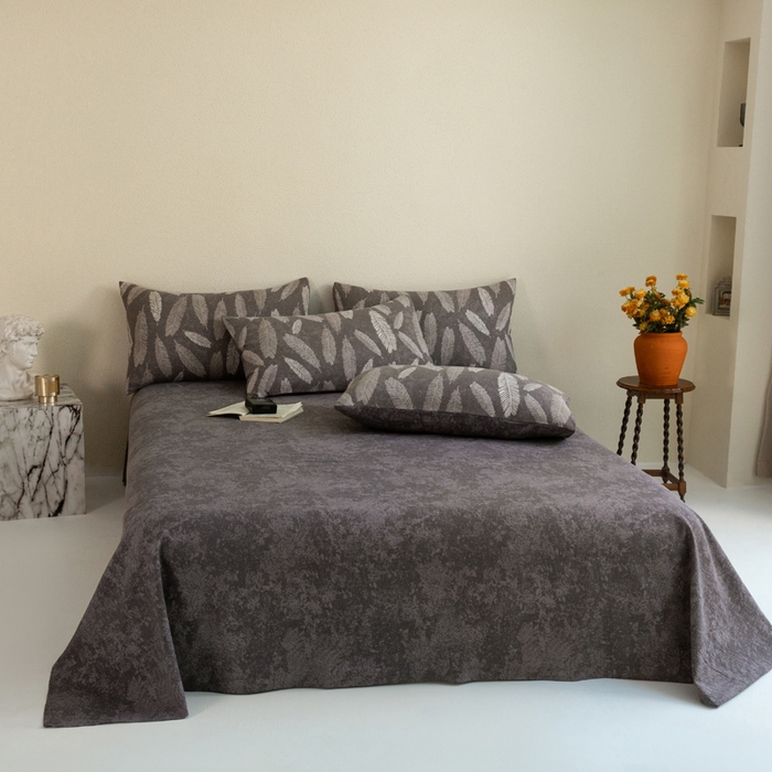 91家纺网 家纺一手货源 找家纺 大境 2025秋冬新款加厚复古风多层纱轻磨毛四件套 大羽