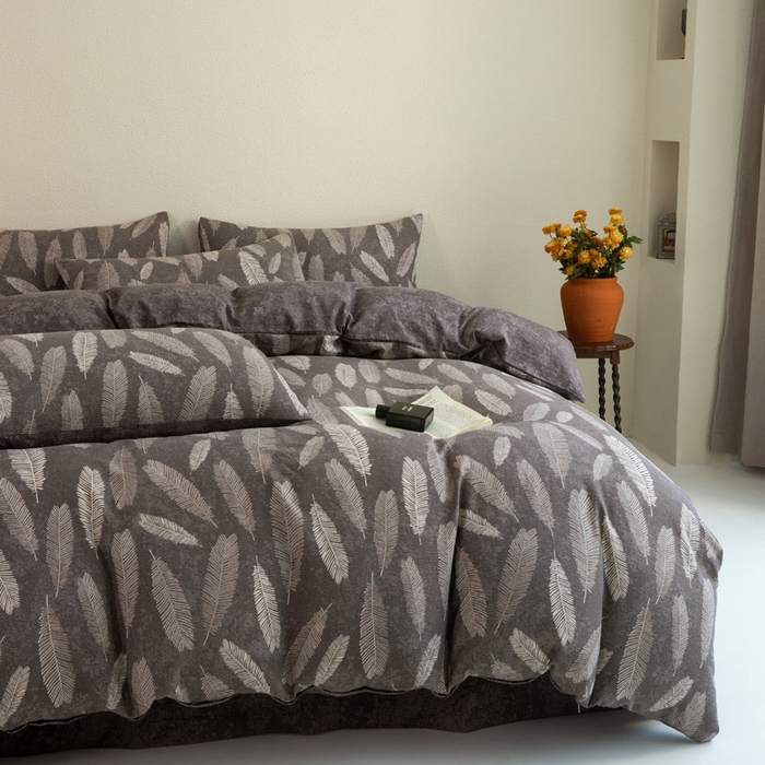 91家纺网 家纺一手货源 找家纺 大境 2025秋冬新款加厚复古风多层纱轻磨毛四件套 大羽