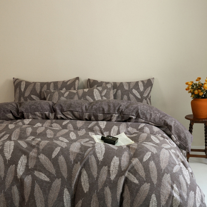 91家纺网 家纺一手货源 找家纺 大境 2025秋冬新款加厚复古风多层纱轻磨毛四件套 大羽