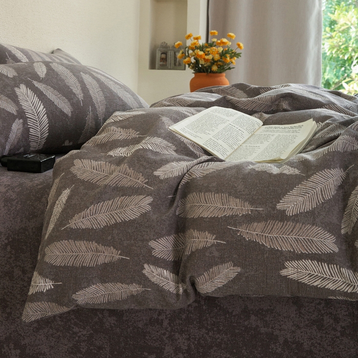 91家纺网 家纺一手货源 找家纺 大境 2025秋冬新款加厚复古风多层纱轻磨毛四件套 大羽