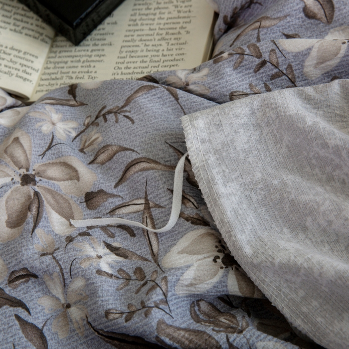 91家纺网 家纺一手货源 找家纺 大境 2025秋冬新款加厚复古风多层纱轻磨毛四件套 黛秋