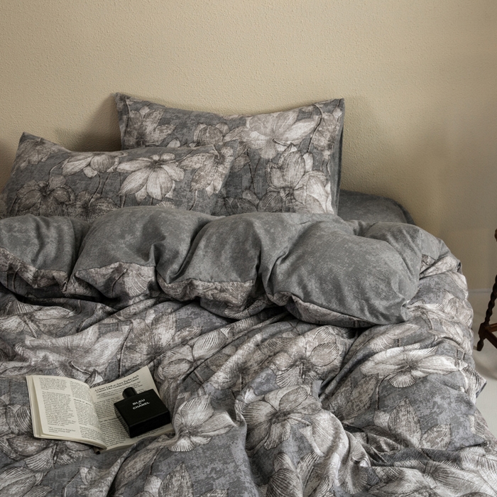 91家纺网 家纺一手货源 找家纺 大境 2025秋冬新款加厚复古风多层纱轻磨毛四件套 洛蔓