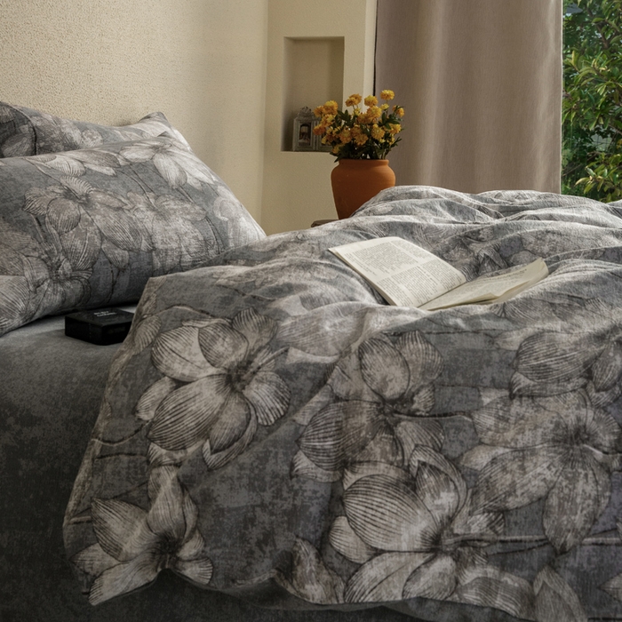 91家纺网 家纺一手货源 找家纺 大境 2025秋冬新款加厚复古风多层纱轻磨毛四件套 洛蔓