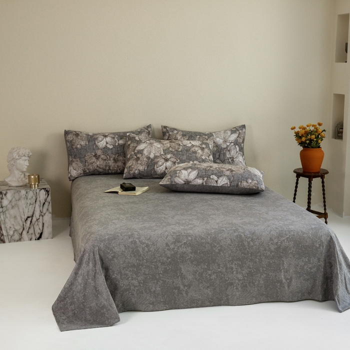 91家纺网 家纺一手货源 找家纺 大境 2025秋冬新款加厚复古风多层纱轻磨毛四件套 洛蔓