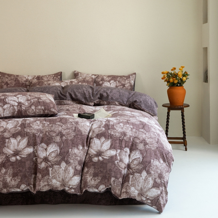 91家纺网 家纺一手货源 找家纺 大境 2025秋冬新款加厚复古风多层纱轻磨毛四件套 梦时光