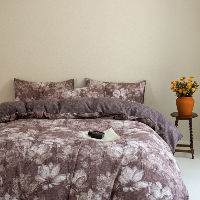 91家纺网 家纺一手货源 找家纺 大境 2025秋冬新款加厚复古风多层纱轻磨毛四件套 梦时光