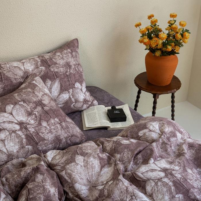 91家纺网 家纺一手货源 找家纺 大境 2025秋冬新款加厚复古风多层纱轻磨毛四件套 梦时光