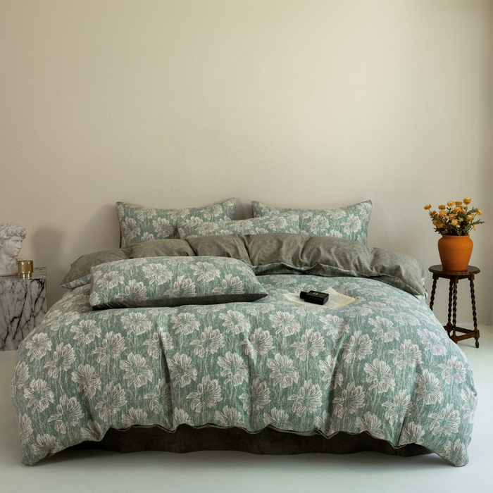 大境 2025秋冬新款加厚复古风多层纱轻磨毛四件套 西西里