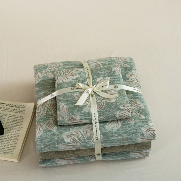 91家纺网 家纺一手货源 找家纺 大境 2025秋冬新款加厚复古风多层纱轻磨毛四件套 西西里