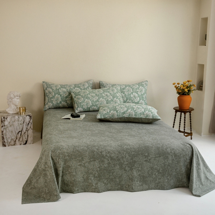 91家纺网 家纺一手货源 找家纺 大境 2025秋冬新款加厚复古风多层纱轻磨毛四件套 西西里