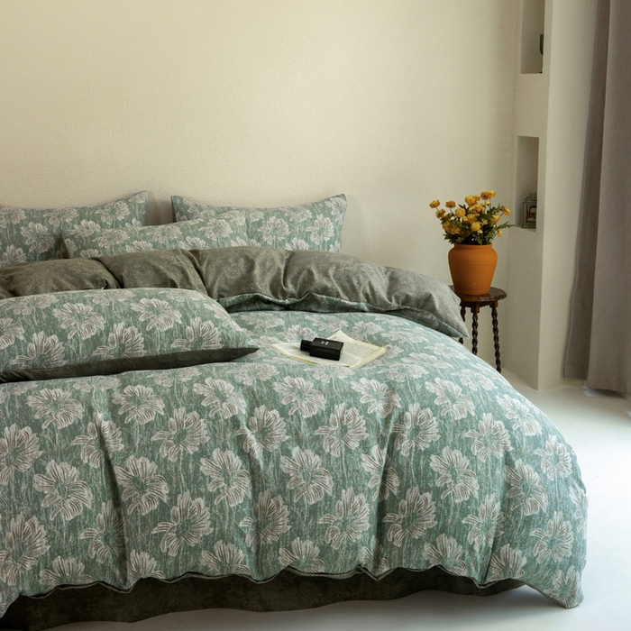 91家纺网 家纺一手货源 找家纺 大境 2025秋冬新款加厚复古风多层纱轻磨毛四件套 西西里