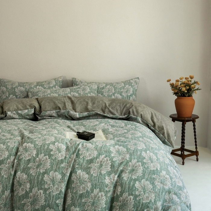 91家纺网 家纺一手货源 找家纺 大境 2025秋冬新款加厚复古风多层纱轻磨毛四件套 西西里