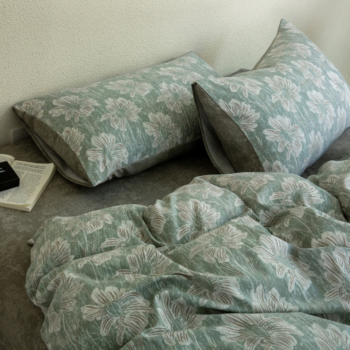 91家纺网 家纺一手货源 找家纺 大境 2025秋冬新款加厚复古风多层纱轻磨毛四件套 西西里