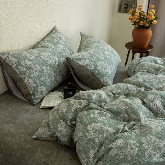 91家纺网 家纺一手货源 找家纺 大境 2025秋冬新款加厚复古风多层纱轻磨毛四件套 西西里