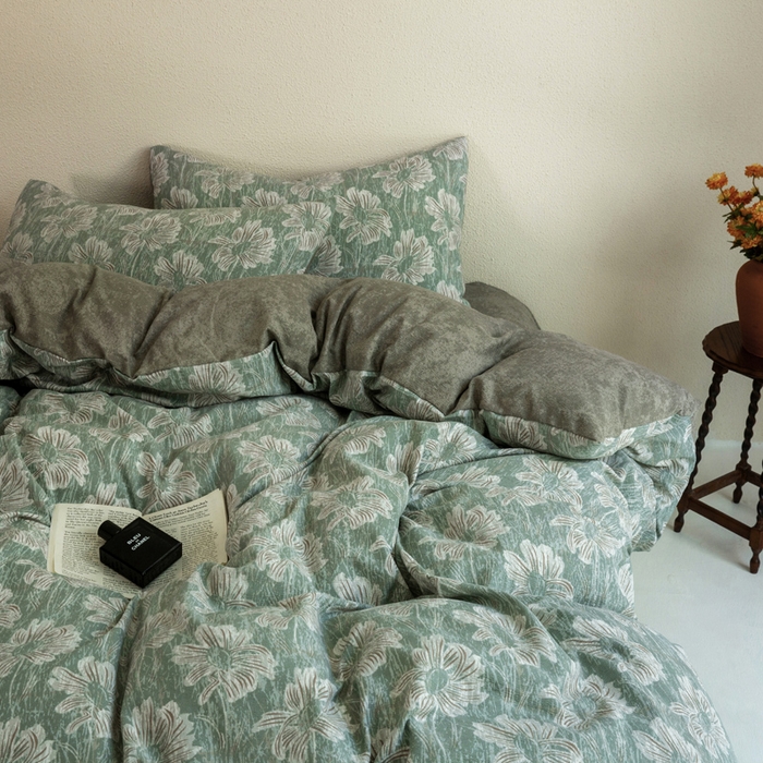 91家纺网 家纺一手货源 找家纺 大境 2025秋冬新款加厚复古风多层纱轻磨毛四件套 西西里