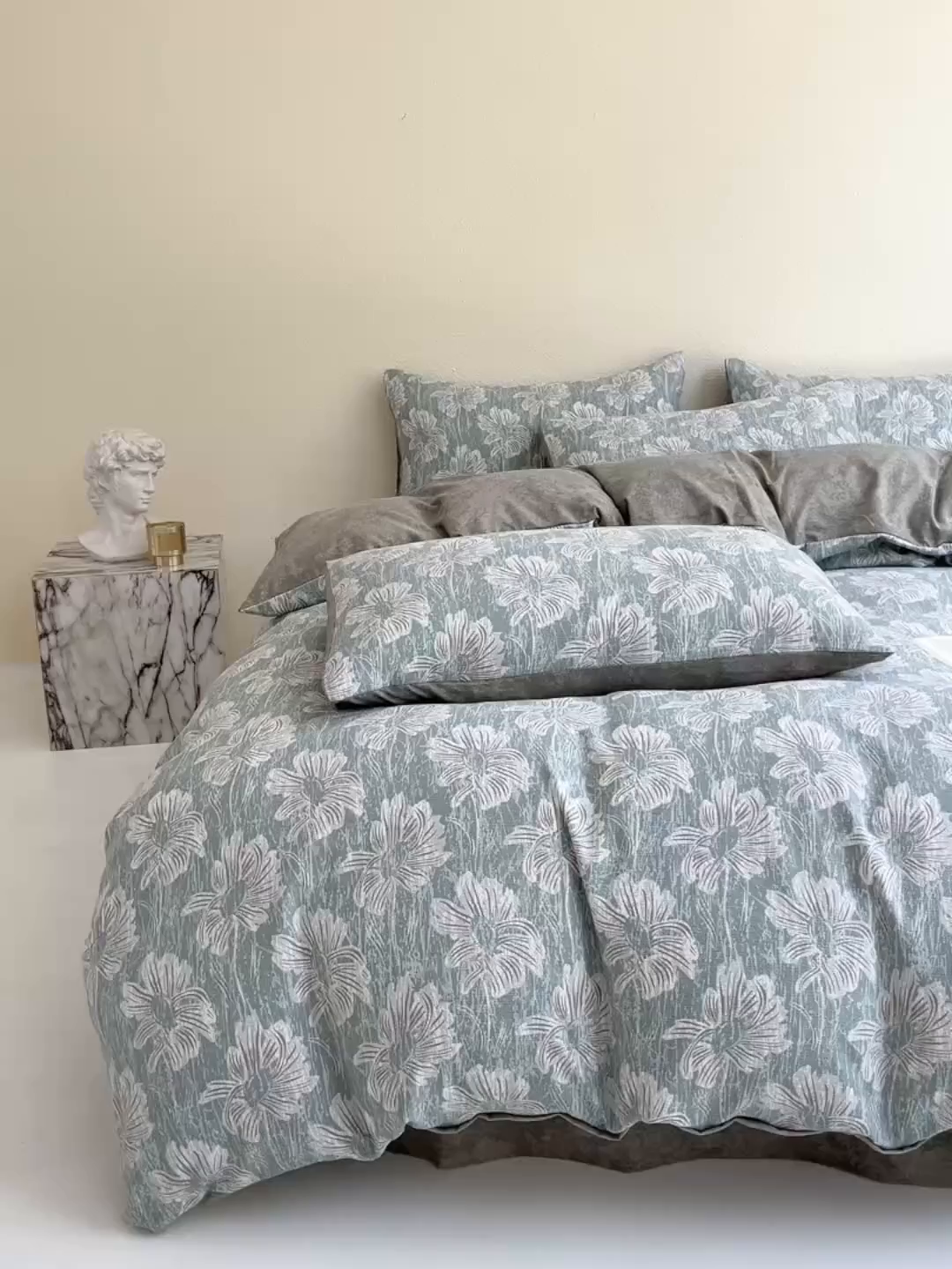 91家纺网 家纺一手货源 找家纺 大境 2025秋冬新款加厚复古风多层纱轻磨毛四件套 西西里