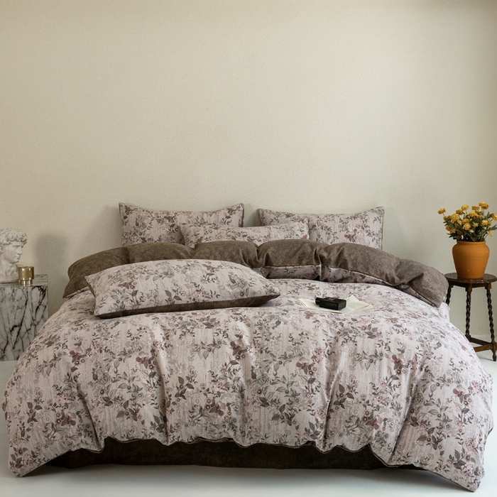 大境 2025秋冬新款加厚复古风多层纱轻磨毛四件套 云水谣