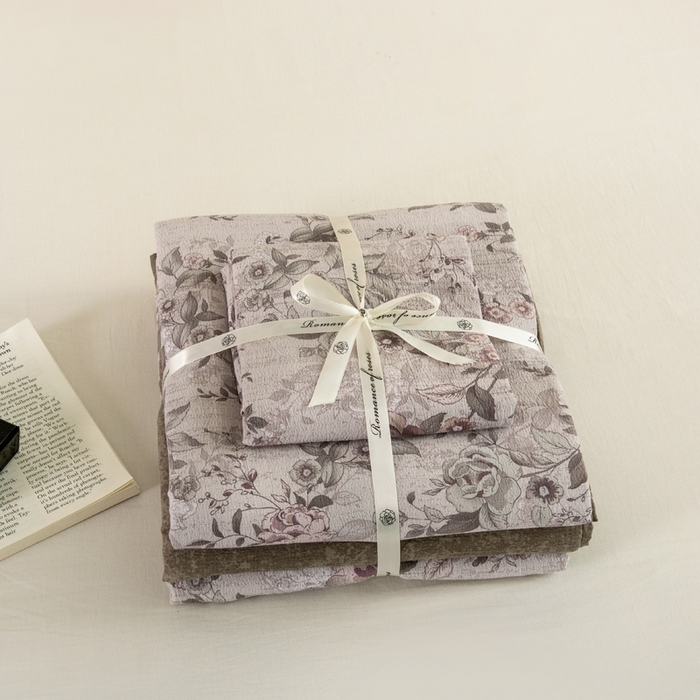 91家纺网 家纺一手货源 找家纺 大境 2025秋冬新款加厚复古风多层纱轻磨毛四件套 云水谣