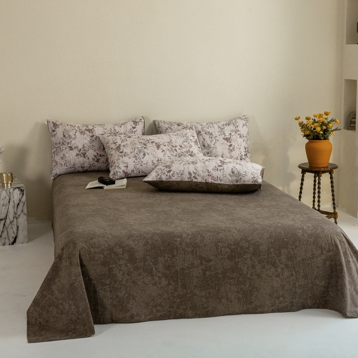 91家纺网 家纺一手货源 找家纺 大境 2025秋冬新款加厚复古风多层纱轻磨毛四件套 云水谣