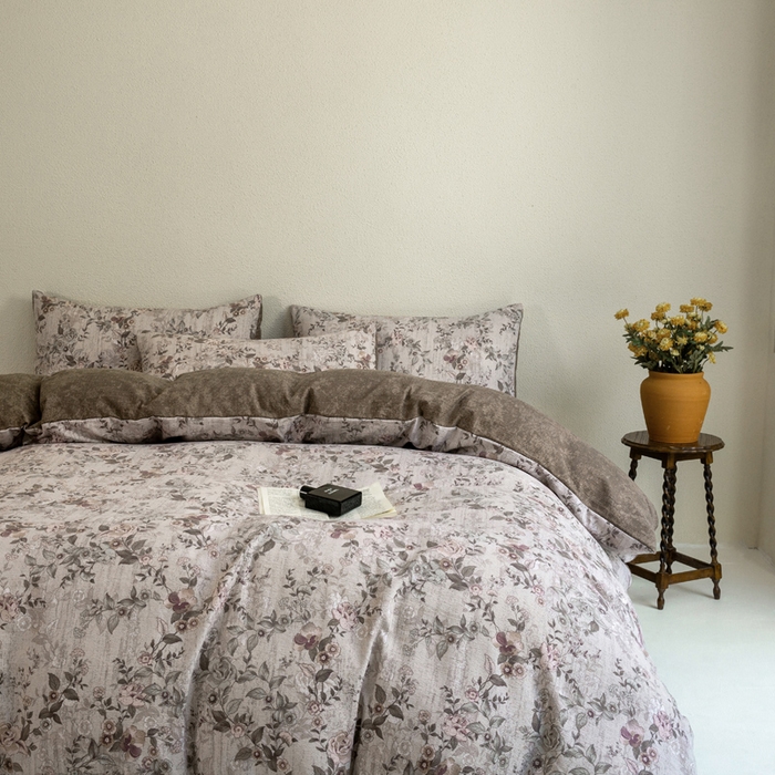 91家纺网 家纺一手货源 找家纺 大境 2025秋冬新款加厚复古风多层纱轻磨毛四件套 云水谣