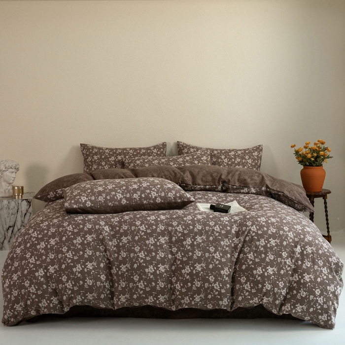 大境 2025秋冬新款加厚复古风多层纱轻磨毛四件套 知否