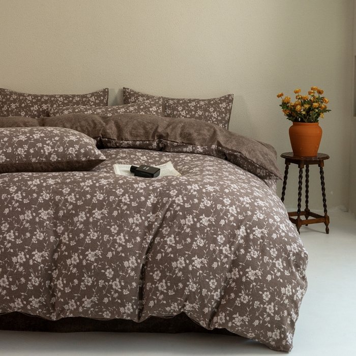 91家纺网 家纺一手货源 找家纺 大境 2025秋冬新款加厚复古风多层纱轻磨毛四件套 知否