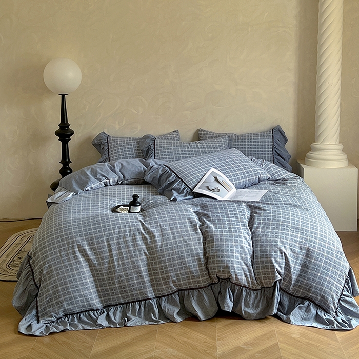 91家纺网 家纺一手货源 找家纺 （总）春光里 2025新款高克重亚麻皱皱纱四件套