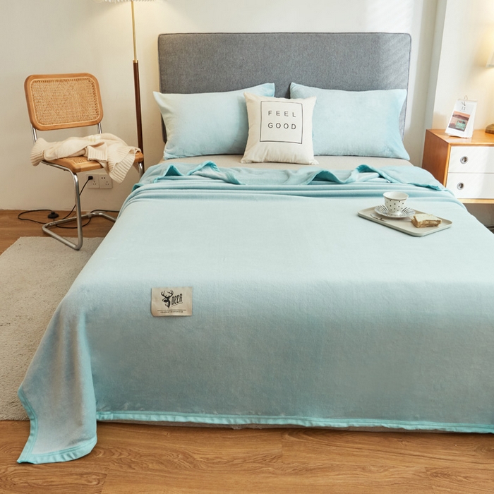 91家纺网 家纺一手货源 找家纺 （总）宅部落 2025新款牛奶绒毛毯毯子300克云貂绒盖毯系列-纯色