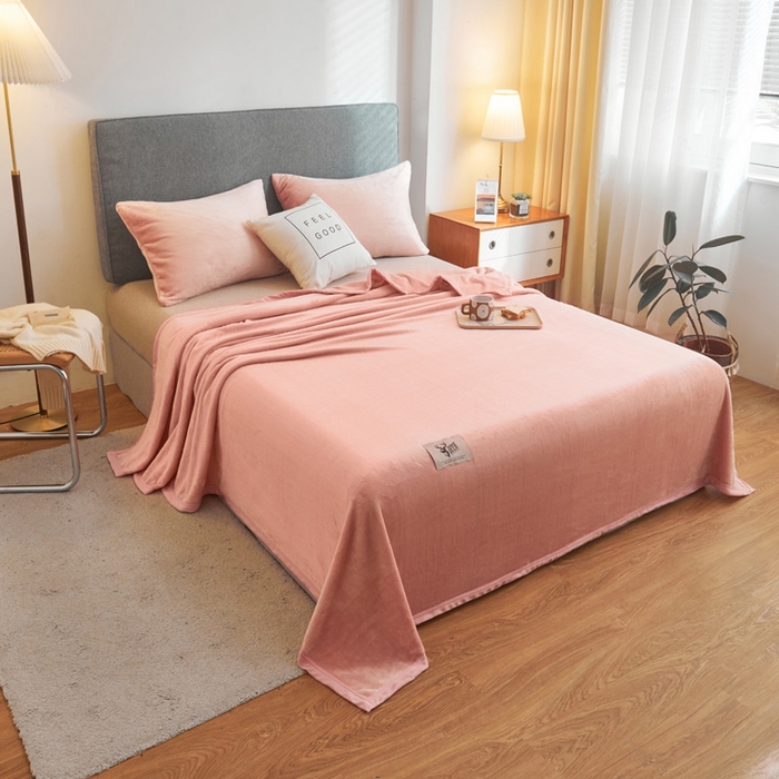 91家纺网 家纺一手货源 找家纺 （总）宅部落 2025新款牛奶绒毛毯毯子300克云貂绒盖毯系列-纯色