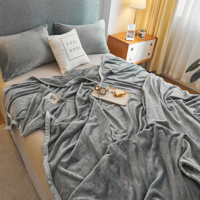 91家纺网 家纺一手货源 找家纺 宅部落 2025新款牛奶绒毛毯毯子300克云貂绒盖毯系列-纯色 深灰