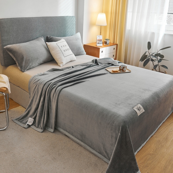 91家纺网 家纺一手货源 找家纺 宅部落 2025新款牛奶绒毛毯毯子300克云貂绒盖毯系列-纯色 深灰