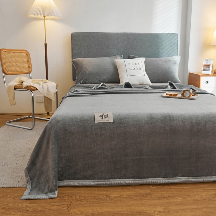 91家纺网 家纺一手货源 找家纺 宅部落 2025新款牛奶绒毛毯毯子300克云貂绒盖毯系列-纯色 深灰