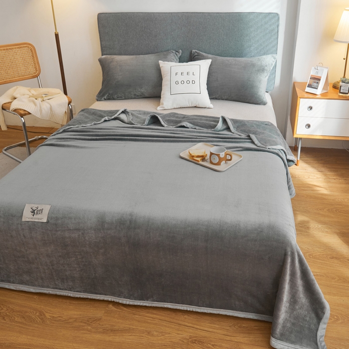 91家纺网 家纺一手货源 找家纺 宅部落 2025新款牛奶绒毛毯毯子300克云貂绒盖毯系列-纯色 深灰