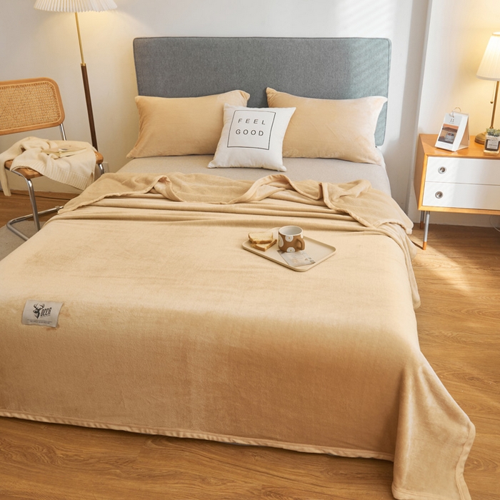 91家纺网 家纺一手货源 找家纺 宅部落 2025新款牛奶绒毛毯毯子300克云貂绒盖毯系列-纯色 驼色