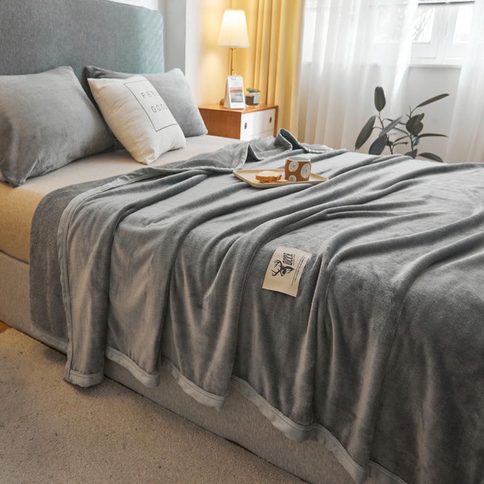 91家纺网 家纺一手货源 找家纺 宅部落 2025新款牛奶绒毛毯毯子300克云貂绒盖毯系列-纯色 深灰