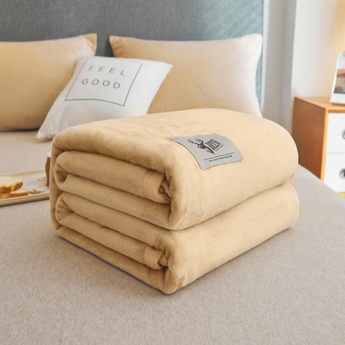 91家纺网 家纺一手货源 找家纺 宅部落 2025新款牛奶绒毛毯毯子300克云貂绒盖毯系列-纯色 驼色