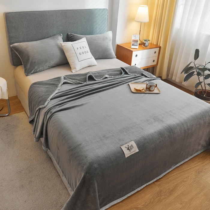 91家纺网 家纺一手货源 找家纺 宅部落 2025新款牛奶绒毛毯毯子300克云貂绒盖毯系列-纯色 深灰