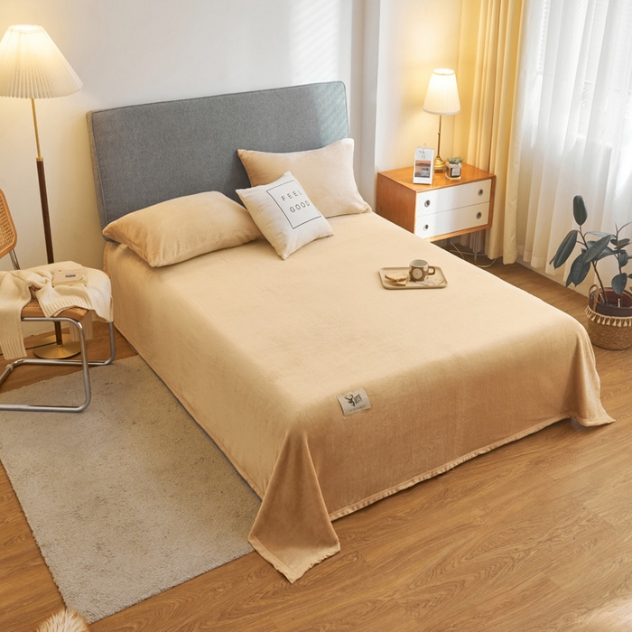 91家纺网 家纺一手货源 找家纺 宅部落 2025新款牛奶绒毛毯毯子300克云貂绒盖毯系列-纯色 驼色