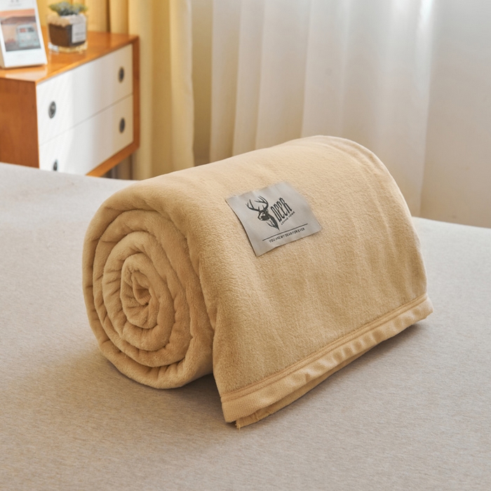 91家纺网 家纺一手货源 找家纺 宅部落 2025新款牛奶绒毛毯毯子300克云貂绒盖毯系列-纯色 驼色