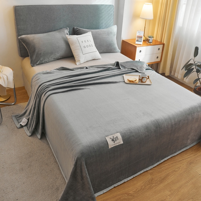 91家纺网 家纺一手货源 找家纺 宅部落 2025新款牛奶绒毛毯毯子300克云貂绒盖毯系列-纯色 深灰