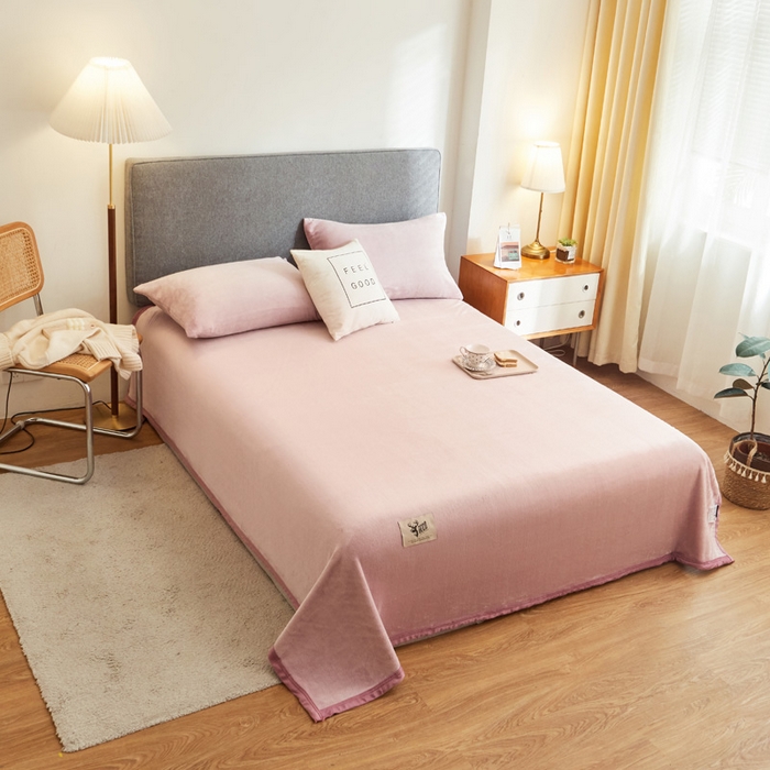 91家纺网 家纺一手货源 找家纺 宅部落 2025新款牛奶绒毛毯毯子300克云貂绒盖毯系列-纯色 浅粉