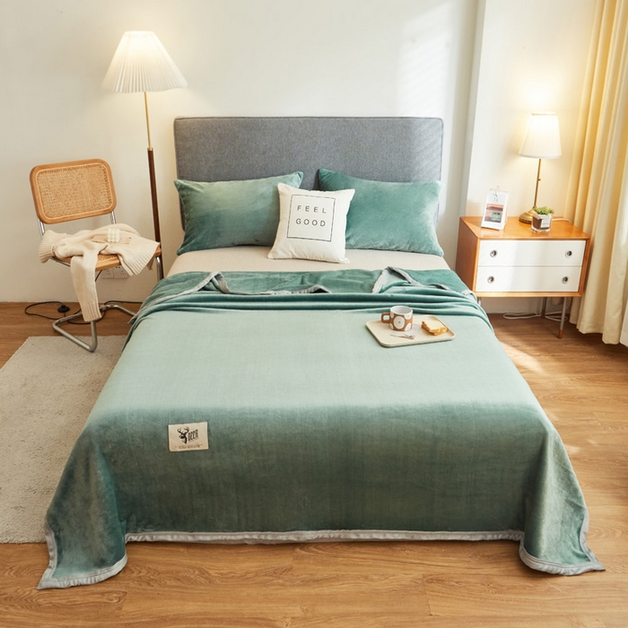 91家纺网 家纺一手货源 找家纺 宅部落 2025新款牛奶绒毛毯毯子300克云貂绒盖毯系列-纯色 墨绿