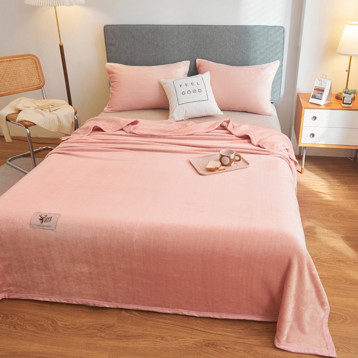 91家纺网 家纺一手货源 找家纺 宅部落 2025新款牛奶绒毛毯毯子300克云貂绒盖毯系列-纯色 深粉