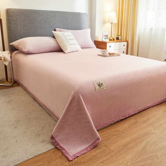 91家纺网 家纺一手货源 找家纺 宅部落 2025新款牛奶绒毛毯毯子300克云貂绒盖毯系列-纯色 浅粉