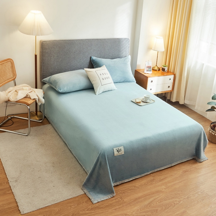 91家纺网 家纺一手货源 找家纺 宅部落 2025新款牛奶绒毛毯毯子300克云貂绒盖毯系列-纯色 深蓝