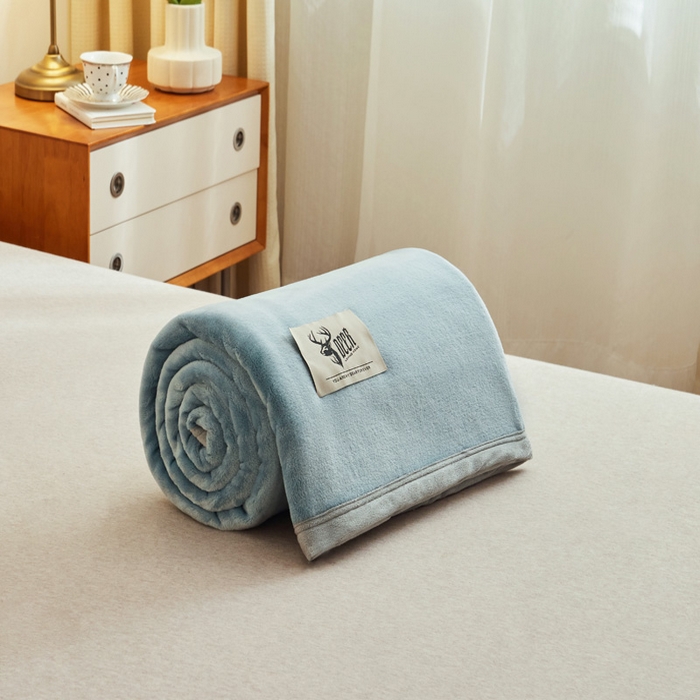 91家纺网 家纺一手货源 找家纺 宅部落 2025新款牛奶绒毛毯毯子300克云貂绒盖毯系列-纯色 深蓝
