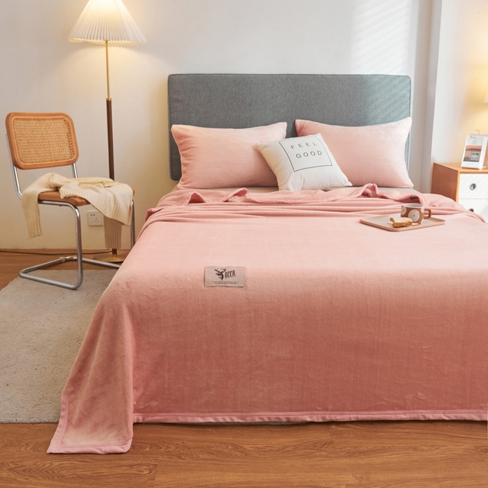 91家纺网 家纺一手货源 找家纺 宅部落 2025新款牛奶绒毛毯毯子300克云貂绒盖毯系列-纯色 深粉